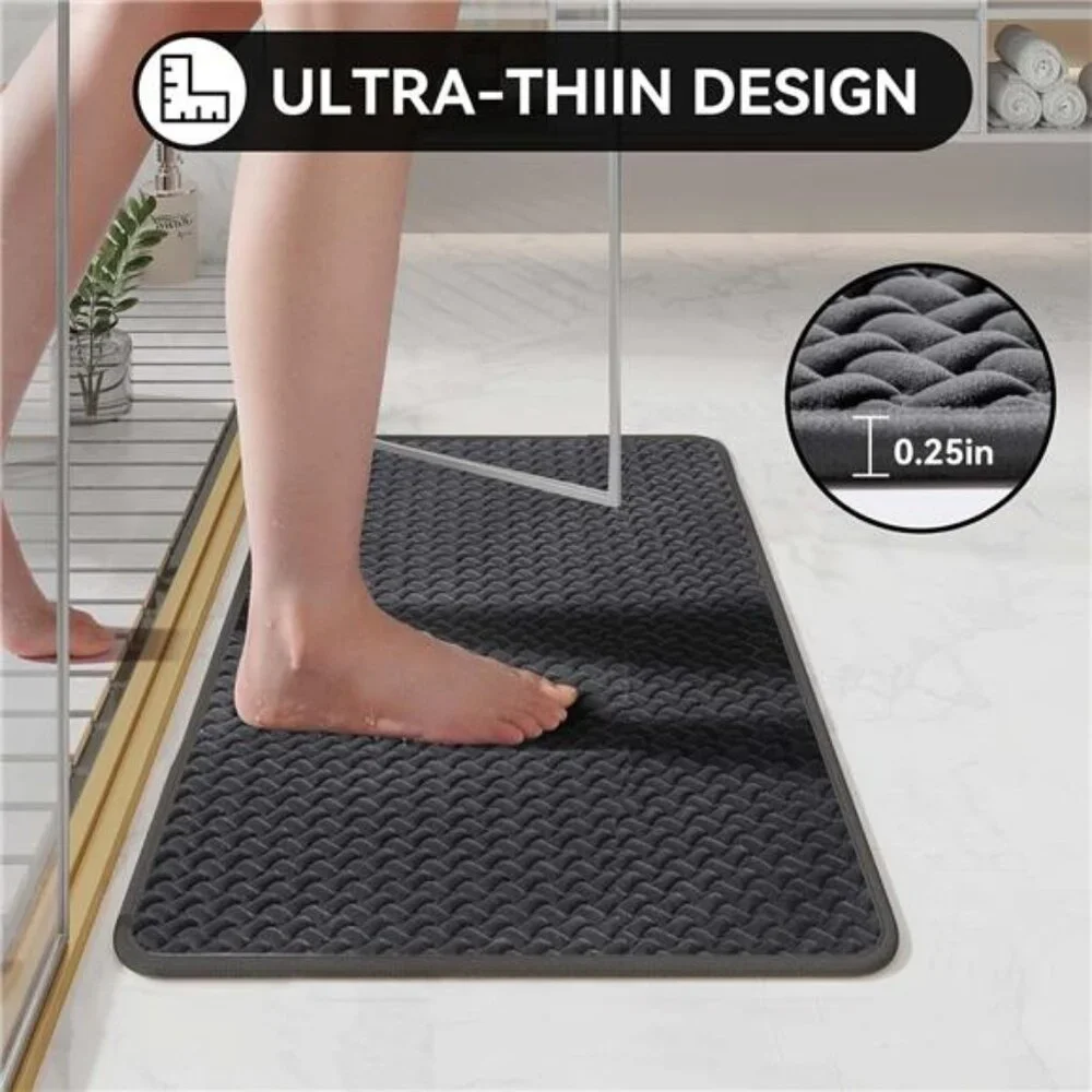 Non Slip Bath Mat Super Absorbent Quick Dry Foam Bathroom Rug Washable 16x24
